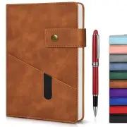 Brown A5 Lined Leather Journal Notebook for Men Women,5.9 X 8.4" Personalized Ha