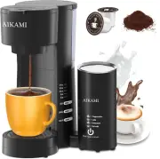 Single Serve Coffee Maker for K Cup & Ground Coffee with Milk Frother,6 to 14 Oz