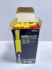Vintage Dennison Marks-A-Lot Markers Red & Yellow Set of 14 Chisel Broad Tip Lg