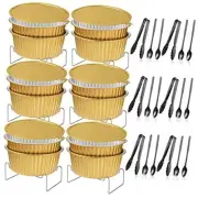 6 Set Disposable Chafing Dishes Buffet Set Gold Chafer Wire Racks Stand Kit