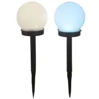 在飛比找Yahoo奇摩購物中心優惠-月陽超值2入球形太陽能自動光控LED庭園燈草坪燈插地燈(RB