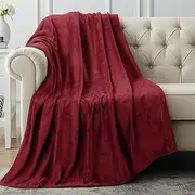 Utopia Bedding Fleece Blanket Throw Size Burgundy 300GSM Luxury Blanket for Couch Sofa Bed Anti-Static Fuzzy Soft Blanket Microfiber (60x50 Inches)