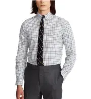 Polo Ralph Lauren Men's Classic Fit Tattersall Oxford Long-Sleeve Shirt ,Grey, S