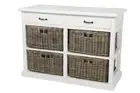 Sheba Hamptons storage style Sideboard Cupboard Chest of 4 kubu rattan baskets