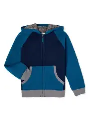 Wonder Nation Boys Faux Shearling-Lined Hoodie Jacket with Full Zip - Cozy - New