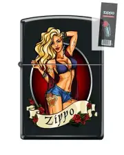 Zippo 82102 bikini woman girl banner tattoos Lighter + FLINT PACK