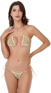 [Dadress] Women's Sequin Bikini Set Shiny Extreme Sexy Swimsuit Spaghetti Strap Micro Bikini Bathing Suits