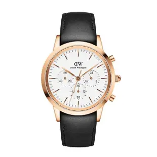 【Daniel Wellington】DW 手錶 Iconic Chronograph 42ｍｍ冰川白三眼皮革錶白錶盤(DW00100646)