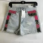 DESIGUAL Cartagena Patchwork Denim Shorts Women's US Size 6 (IT 40) Blue