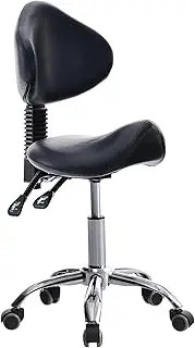 Saddle Stool Rolling Ergonomic Hygienist Chair with Back Support Esthetician for Dentist Lash Nail Tech Tattoo Artist Shop Home Salon Spa Massage Clinic Facial Office Use Saddle Stool(Black)
