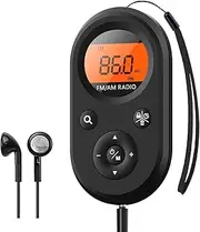 Binxind Personal Pocket Radio AM/FM Rechargeable Radio Pocket FM Radio with Long Battery Life, Stereo Headphones, Sleep Timer