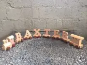 Personalised Wooden Name Train Engine + 6 Letters + End Carriage + FREE POST