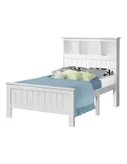 [Artiss] Wooden Bookshelf King Single Size Bed Frame Mattress Base Platform in White