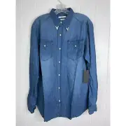 One Teaspoon Men's Django Western Shirt in Blue Ivy Size Large NWT