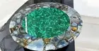 Round Wild Agate Coffee Table – Natural Stone Tabletop, Handmade Crystal Decor,