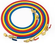 Upgrade 29986 Plus II 1/4" Hvac Hose with Compact Ball Valve End Refrigerant Charging Hose, 72in Length - 3Pack (Blue Yellow Red)