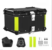 Motorcycle Trunk Top Case Aluminum Helmet Box Black Tail Box Rear Luggage Waterproof Quick-Release Toolbox(65L-Black)