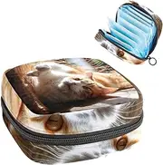 Period Bag,Sanitary Napkin Storage Bag,Cute Lying Cat,Tampon Holder for Purse