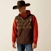 Ariat Men's Logan Banyan Bark Southwest Print Softshell Vest -55415