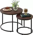 ABOXOO aboxoo Round Nesting Coffee Table Side Table Set of 2 End Tables for L...