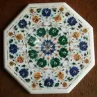 18" Marble Side Table Decorative Semi Precious Stone Handmade Home Furniture
