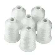 6 Polyester White Machine Embroidery Threads 1000M(1100Yards) for Brother, Ba...