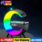 Wireless Speaker Charger Table Lamp with Alarm Clock for Bedroom (Black)