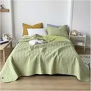 3 Piece Quilt Set Bedspread Twin Full/Queen King Size Reversible Lightweight 100% Washed Cotton Coverlet Comforter Bedding Cover with 2 Pillow Shams (Color : Green, Size : 240x270cm-94x106 inch)