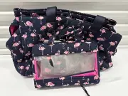 Vera Bradley Triple Compartment Travel Bag FLAMINGO FIESTA & TRAVEL BUNDLE NWTS
