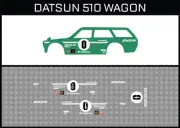 HotWheels(1/64),Datsun Wagon"IMAI"Waterslide,Printed White First,Decals