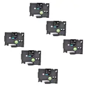 6PK Compatible with Brother P-Touch TZ-335 White on Black 0.47" Label Tape 12mm