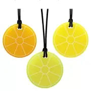 Lemon Sensory Chew Necklace Teether NEW Pack Of 3 -Orange/Yellow/Green -BPA Free
