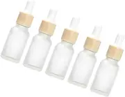 EXQUIMEUBLE 5Pcs Refillable Frosted Glass Dropper Bottles for Travel Portable Cosmetics Container for Essential Oils Serums and Lotions and Convenient Subpackaging