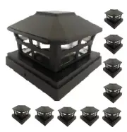 10 Pcs Black Solar Garden Cap Post Light 5X5 Plastic 2 Bright SMD LED Cap Light