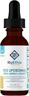 NuEthix Formulations B12 Liposomal with Methyl Folate Dietary Supplement, Bioactive B Vitamins to Support an Optimal Metabolism, 1 Fluid Ounce, 30 Servings