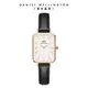 Daniel Wellington 手錶 Quadro Sheffield 20x26mm經典黑真皮皮革小方錶-兩色任選(DW00100434 DW00100559)/ 玫瑰金框