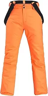 QIULAO Men's Suspenders Ski Trousers, Single-Board and Double-Board Waterproof and Windproof Ski Pants, Warm and Thick Winter Hiking and Mountaineering Trousers (Color : Orange, Size : M)