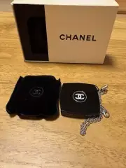 CHANEL Key Ring Bag Charm Chain Holder Mini Double Mirror Strap Novelty Black