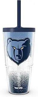 Tervis NBA Memphis Grizzlies - Defend Made in USA Double Walled Insulated Tumbler Travel Cup Keeps Drinks Cold & Hot, 24oz with Straw Lid, Classic