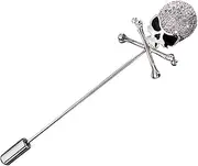 [RUVOO] Brooch Pins Skull Head Men's Brooch Gentleman's Essentials Handmade Lapel Women Brooch Pin for Career Suit Tuxedo of Shirts Brooches Brooch (Color : Silver, Size : 7.7 * 1.8cm)