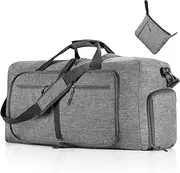 [Vomgomfom] Travel Duffle Bag for Men, Foldable Travel Duffel Bag with Shoes Compartment Overnight Bag for Men Women Waterproof & Tear