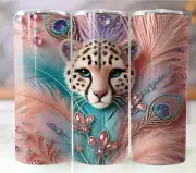 Peacock Print 20oz Stainless Steel Tumbler Colorful Feather Design Travel Mug