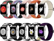 Tiptops 10 PACK Watch Band Compatible with Apple Watch Band 38mm 40mm 41mm 42mm 44mm 45mm, Elastic Adjustable Length, Stretch Nylon Sports Watch Strap, Compatible with iWatch Bands Series SE/8/7/6/5/4/3/2/1 for Men Women