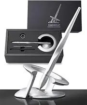 novium Hoverpen Interstellar Edition - Futuristic Luxury Pen Made With Aerospace Alloys, Unique Aesthetic, Free Spinning Executive Pen, Elegant Desk Decor, (Starlight Silver)