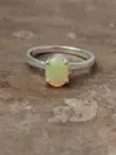 925 Sterling Silver Natural Ethiopian Opal Minimalist Solitaire Women Ring