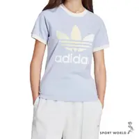 在飛比找蝦皮商城優惠-Adidas 短袖上衣 女裝 三葉草 棉 藍【運動世界】IT