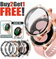 Samsung Galaxy Watch 7 6 5 4 40 44mm Glass Screen Protector Diamond Case Cover