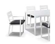 Outdoor Capri 6 Seater Outdoor Aluminium Dining Setting With Santorini Chairs In White - Outdoor Aluminium Dining Settings - White with Denim Grey