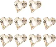 uxcell 10 Pcs 3D Heart Light Gold Nail Rhinestones 12x13mm K9 Glass Crystal Rhinestones Pointed Back Crooked Heart Gems for Nail Charm Art DIY Craft