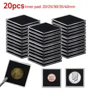 20PCS Acrylic Square Coin Holder Capsules Container Coin Transparent Gaine Small